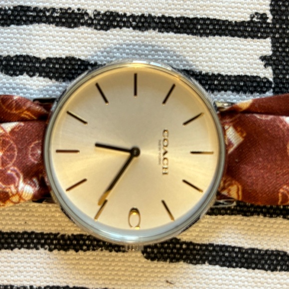 Coach Perry Horse Carriage Satin Scarf Watch - Orange - Picture 5 of 7